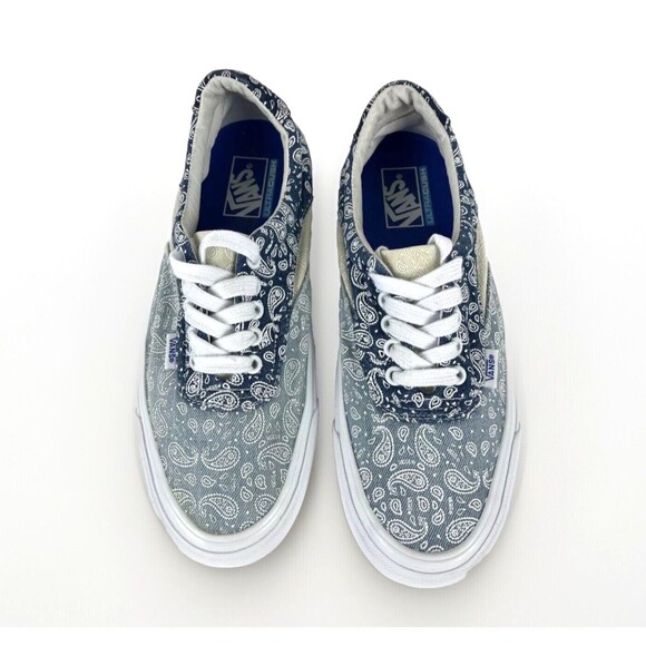 Vans Ultra Cush Lace Up Sneakers Blue Gray paisley white soles Womens 10.5 - Picture 7 of 15